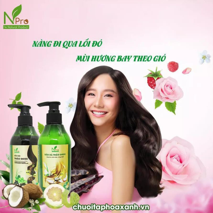 [ FREESHIP ] Dầu Xả Thảo Dược NPRO 300ml - Ngăn rụng tóc | Tặng chai nước rửa chén tinh dầu 500ml trị giá 50k