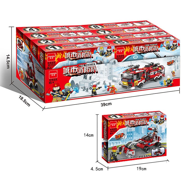 Đồ chơi xếp hình Xe cứu hỏa 8 trong 1 - Mingdi C025 Lắp ráp Fire Truck 806 mảnh ghép - Đồ chơi trí tuệ