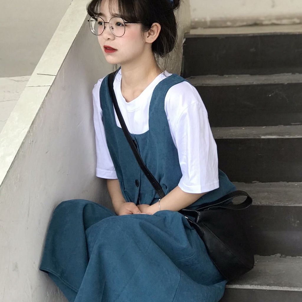 Set Áo Thun Và Đầm Yếm Thiết Kế Xinh Xắn Nữ Tính