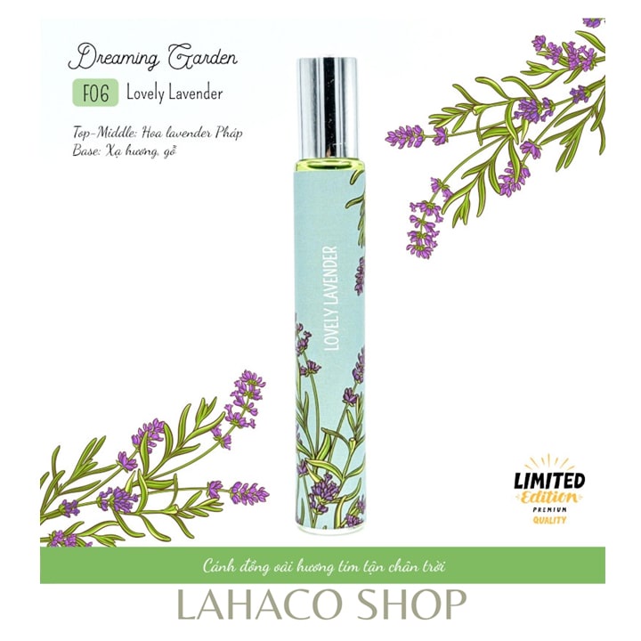 Tinh dầu nước hoa Pháp chính hãng thơm lâu mini giá rẻ LOVELY LAVENDER dầu thơm oải hương Lahaco Shop