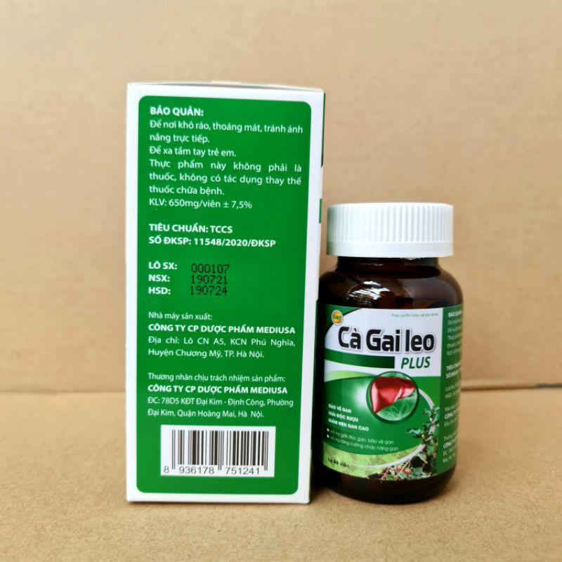 Bổ gan cà gai leo Plus giải độc, hạ men gan - Hộp 60 viên