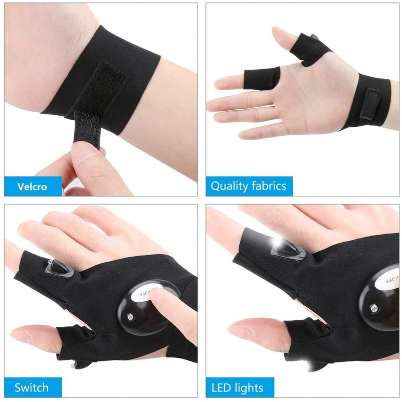 Găng tay hở ngón có đèn led chống thấm nước thời trang cho nam và nữ