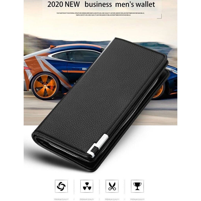 Ví Da Bò Nam Thương Cao Cấp Playboy Cầm Tay Họa Tiết Vải Thiều Doanh Nhân Ví Đựng Thẻ Có Khóa Kéo Túi Đựng Điện Thoại