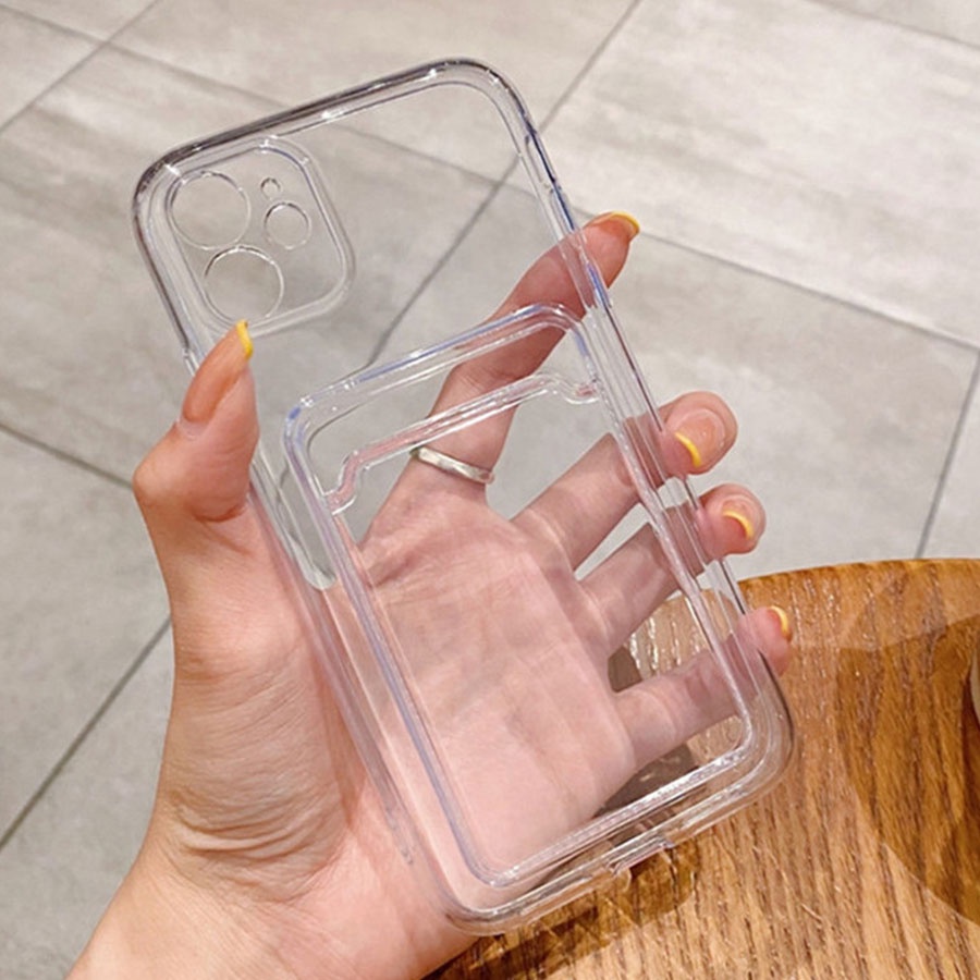Ốp Điện Thoại Trong Suốt Kèm Ngăn Đựng Thẻ Cho Compatible For Iphone 14 11 12 13 Pro Max XR X XS Max 6 7 8 Plus SE 2020