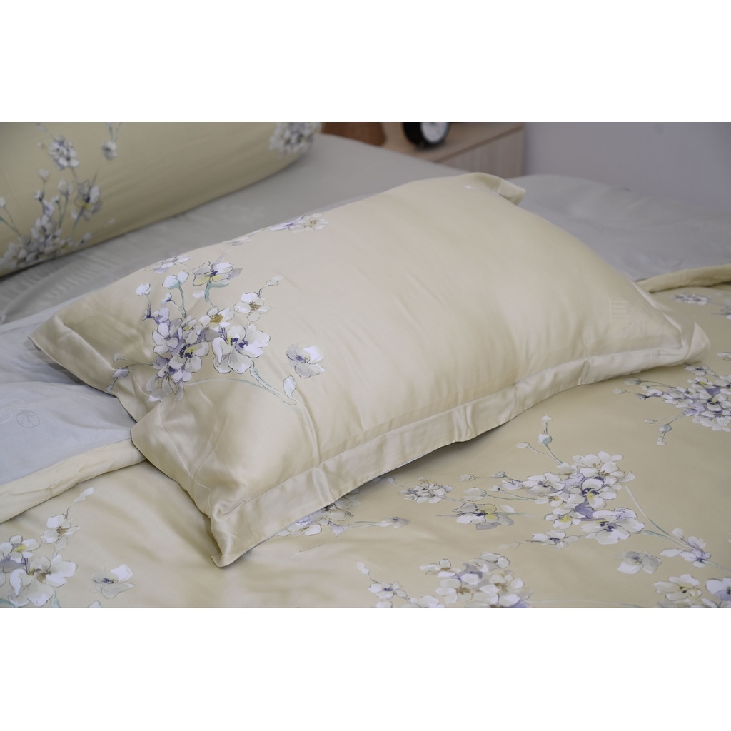 Bộ 5 món drap, áo gối NIN Tencel 800 - màu vàng nhạt Audora (không kèm mền)