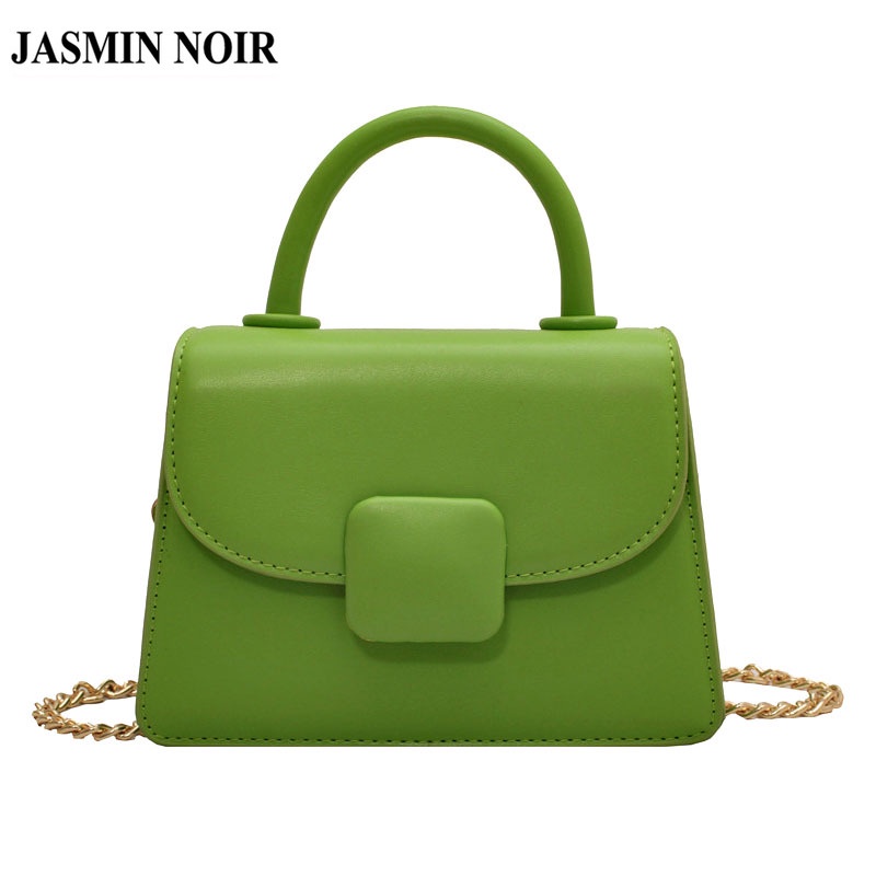 Túi Đeo JASMIN NOIR Chéo Da PU Nắp Gập Phối Dây Xích Thời Trang Dành Cho Nữ