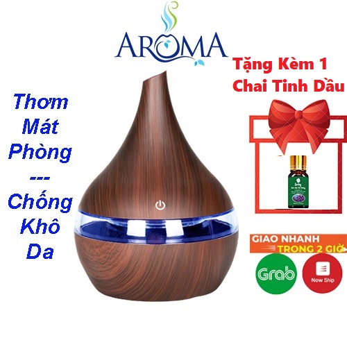 Máy khuếch tán tinh dầu tạo độ ẩm không khí bằng sóng siêu âm có đèn LED(tặng kèm tinh dầu Chọn loại inbox SHop))