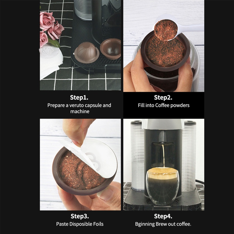 Bộ Hộp Đựng Cà Phê Espresso Có Thể Tái Sử Dụng Kèm Nắp Đậy Bằng Lá Nhôm