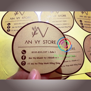 Tem decal da bò/nâu kraff in tên shop dán sản phẩm