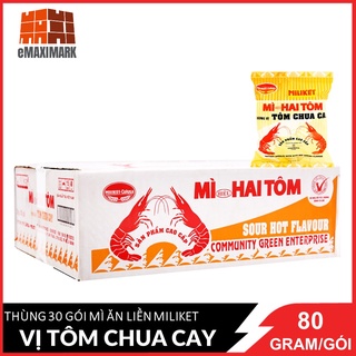 Mì ăn liền Miliket Hai tôm hương vị tôm chua cay 80gX30