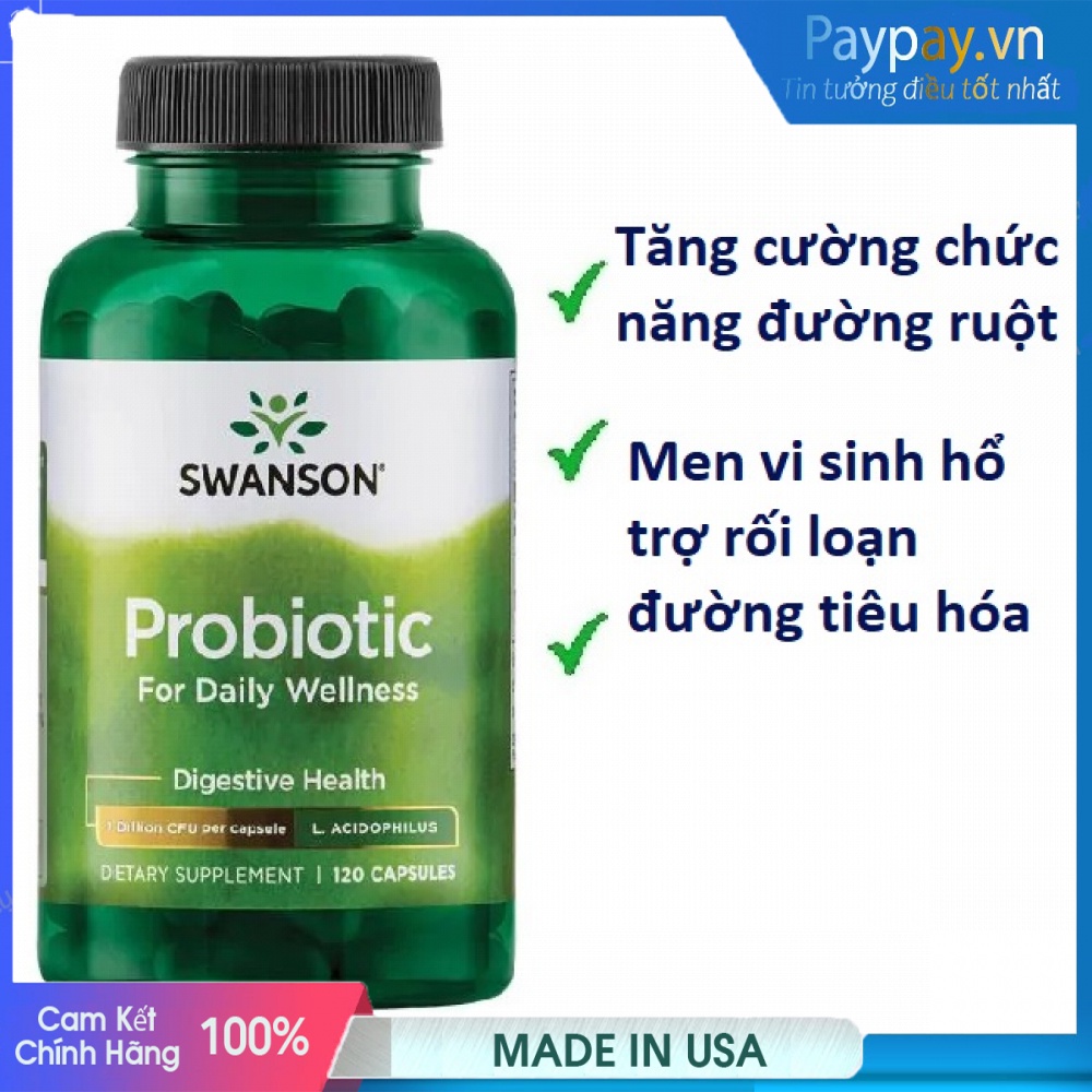 Viên uống hỗ trợ đưởng ruột Swanson Probiotic Daily Wellness 120 Viên