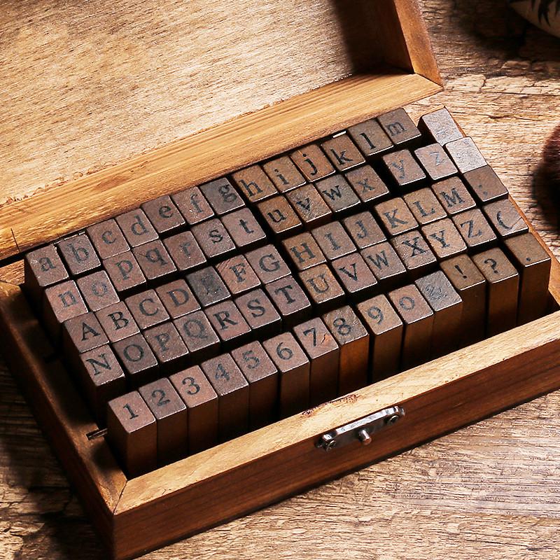 Set 70 Con Dấu Gỗ / Cao Su Hình Chữ Cái Và Số