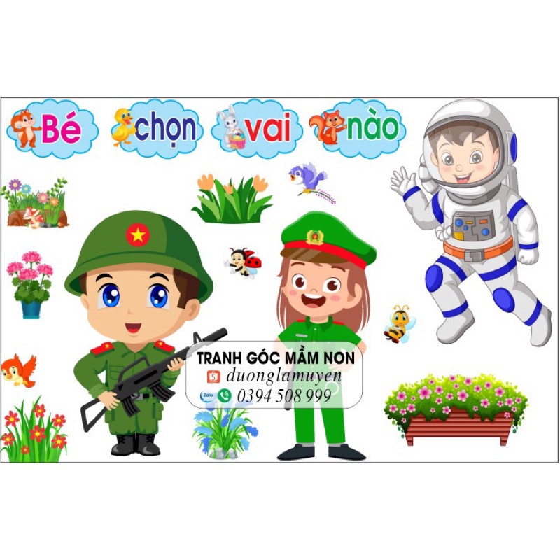 Tranh decal mầm non- góc phân vai