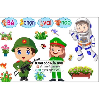 Tranh decal mầm non- góc phân vai