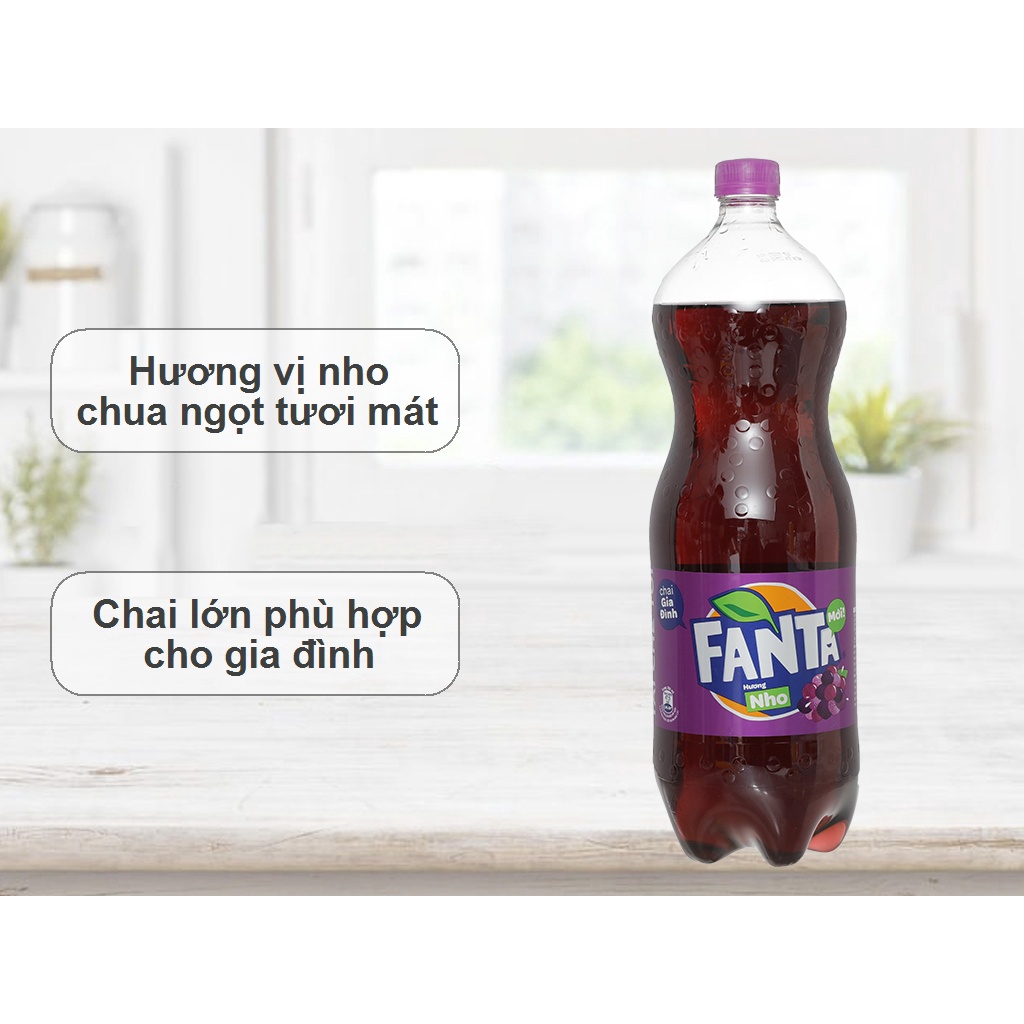 Thùng 12 chai nước ngọt Fanta nho 1.5 lít / Lốc 6 chai nước ngọt Fanta nho 1.5 lít