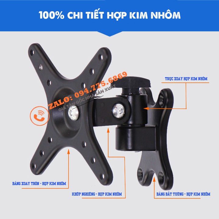 Giá Treo Màn Hình 17 - 32 Inch - Xoay 360 Độ - Chất Liệu 100% Hợp Kim Nhôm - Model: CY01