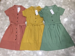 Váy kẻ cúc gỗ dài - vintage