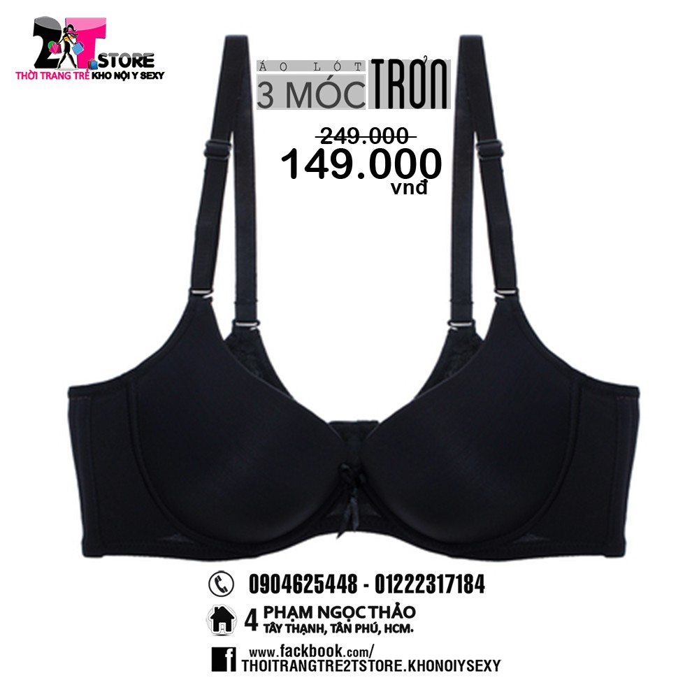 Áo Nâng Ngực Cotton 3 Móc Trơn (Đen)
