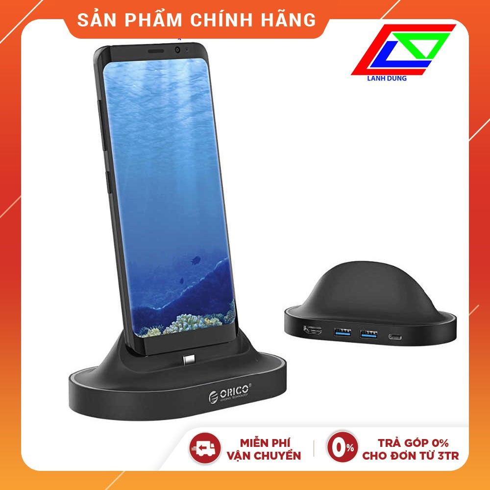 Dock chuyển đổi điện thoại Type C sang Cổng HDMI-USB 3.0-TYPE C Orico XC-402- Hàng Chính Hãng