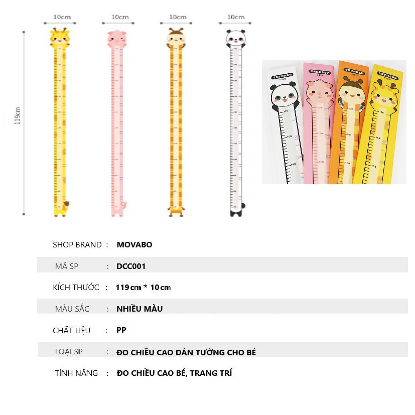 Thước đo chiều cao dán tường cho bé chất liệu PP cao cấp