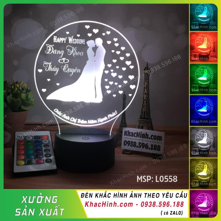 Quà tặng tình yêu đám cưới độc đáo Có remote led 16 màu L0558 -7g Nhận thiết kế theo mẫu của khách hàng