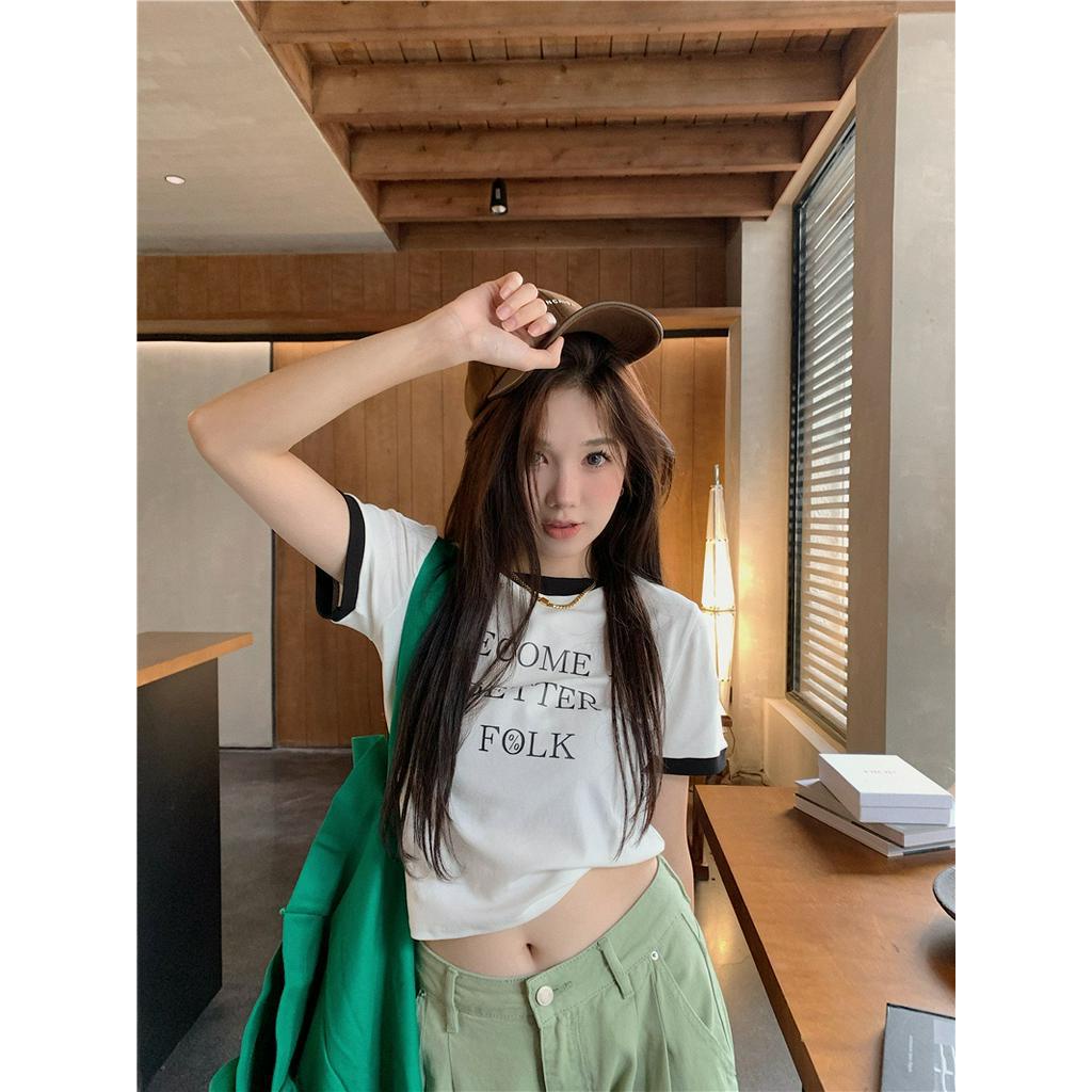 Áo Thun Cotton Ngắn Tay In Chữ Thời Trang Mùa Hè Cá Tính 64184