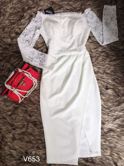 Váy body ren trễ vai V653 - Đẹp Shop DVC (Kèm ảnh thật trải sàn do shop tự chụp) | BigBuy360 - bigbuy360.vn