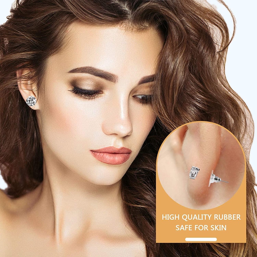 MIH Set 100 Nút Chặn Mặt Sau 100 Cái Hình Tròn Dùng Làm Bông Tai Diy