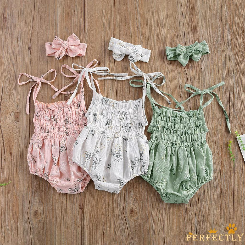 Jumpsuit Dây Sát Nách Hoạ Tiết Hoa Cho Bé Gái Sơ Sinh Pft-0 - 18 Tháng