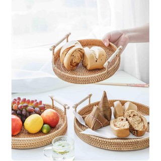 Khay mây guột khay mây có tay cầm size 30cm