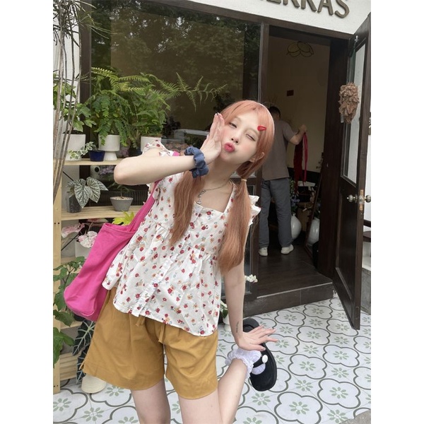 Áo babydoll không tay hoa nhí oder taobao