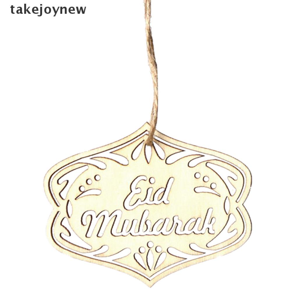 Set 10 Mặt Gỗ Khắc Chữ Eid Mubarak Dùng Trang Trí Diy