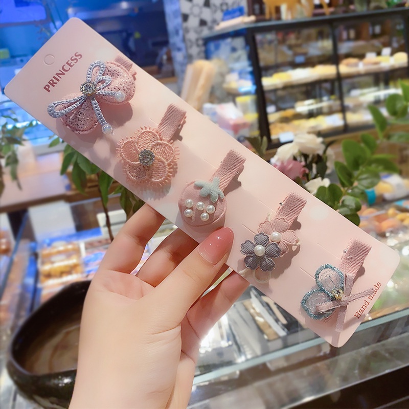 Set 5 Kẹp Tóc Hình Bông Hoa Dễ Thương Cho Bé Gái