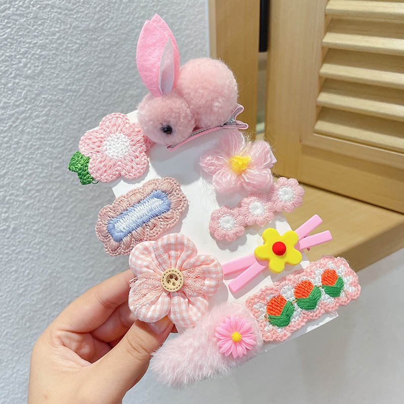 Kẹp tóc hình chú thỏ bằng nhung dễ thương xinh xắn phong cách Nhật Bản