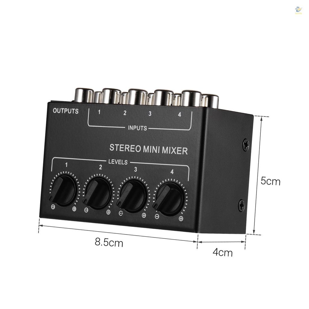 Bộ Trộn Âm Thanh Nổi Mini Với Đầu Vào 4 Kênh RCA Điều Chỉnh Âm Lượng Vỏ Kim Loại