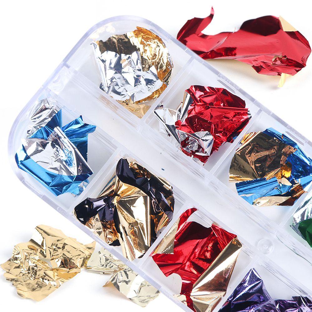 Hộp 12 Ngăn Đựng Hạt Kim Sa Tráng Gương Mạ Chrome DIY|Giấy Foil Dán Trang Trí