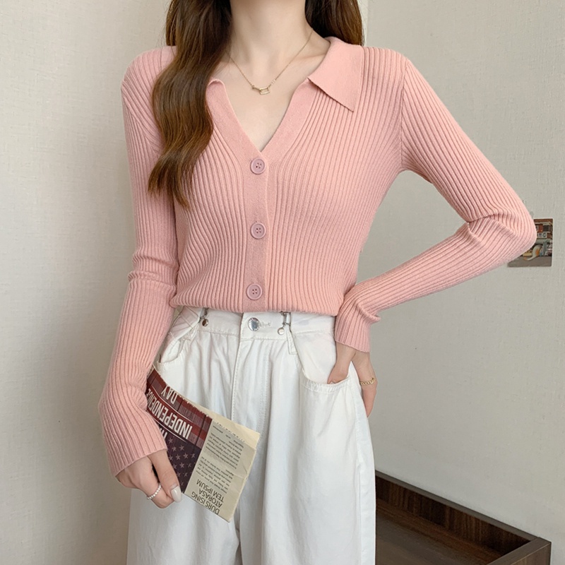 Áo cardigan dệt kim ZHELIHANGFEI tay dài dáng ôm thời trang xinh xắn cho nữ