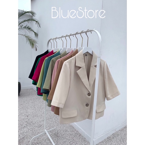 Blazer ngắn tay mặc hè chất thích dáng croptop rộng Hàn Quốc