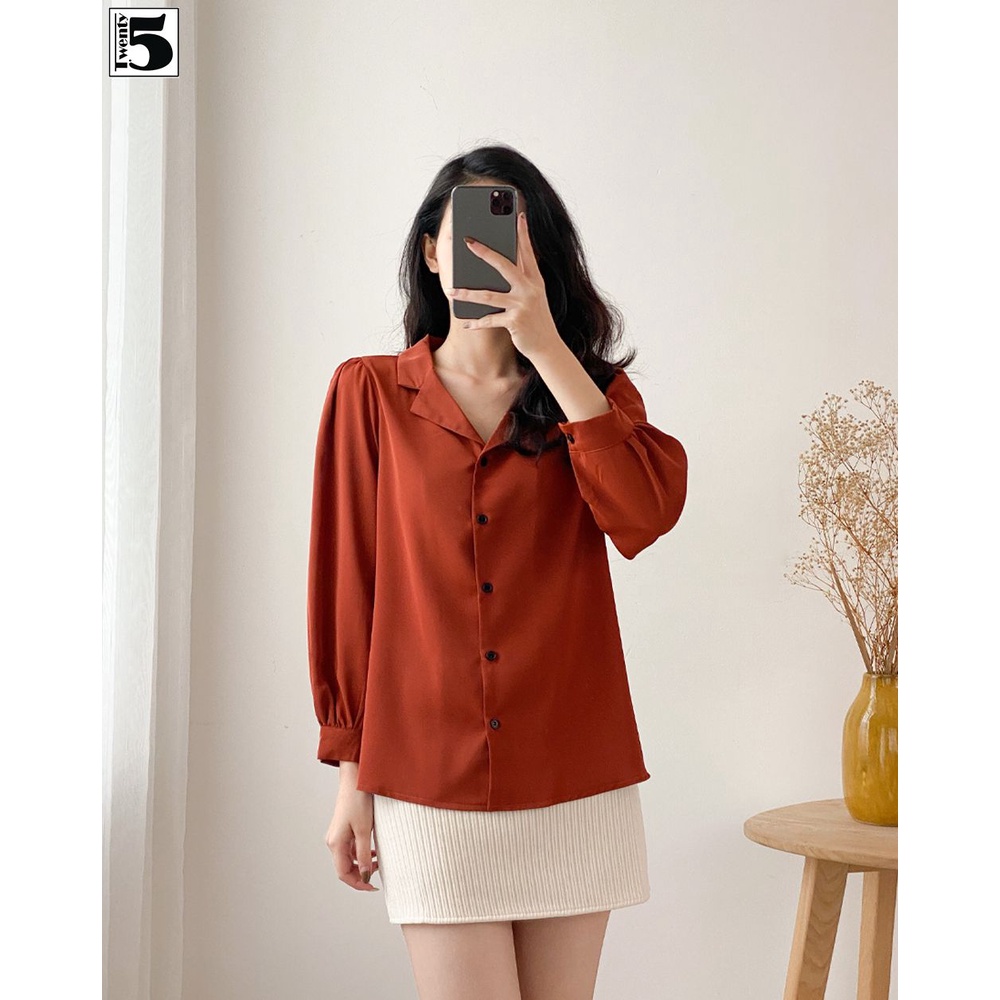 Áo sơ mi nữ công sở cổ bẻ 2 ve tay bồng Twentyfive N1069