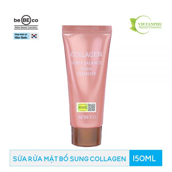 Sữa rửa mặt bổ sung Collagen BEBECO Hàn Quốc COLLAGEN SUPER BALANCE FOAM CLEANSER 150ml