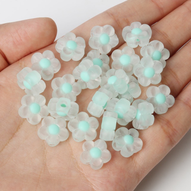 Bộ 30/60 hạt nhựa trong suốt hình hoa dùng làm trang sức thủ công