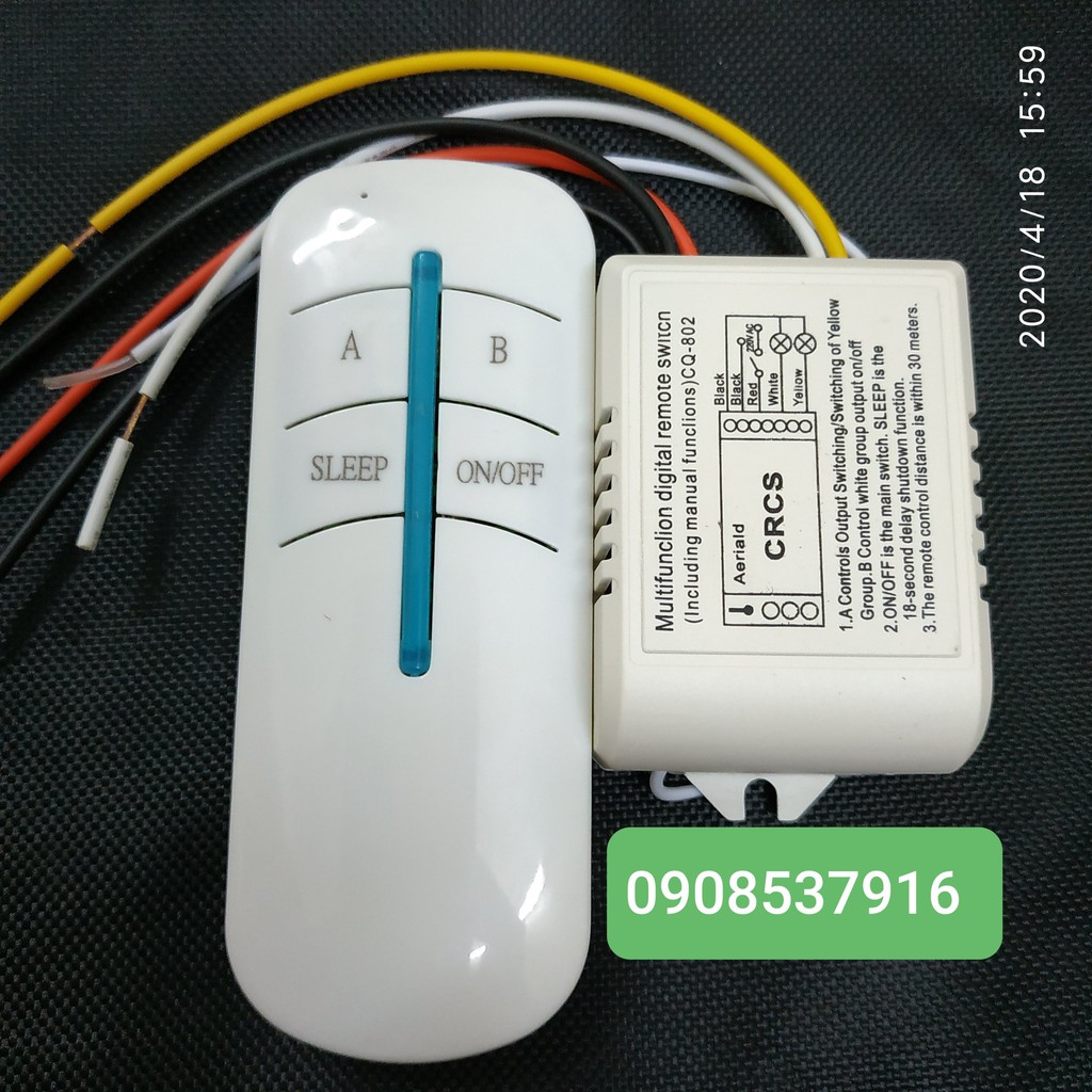 Công tắc điều khiển từ xa RF 2 cổng(2 đèn xuyên tường)