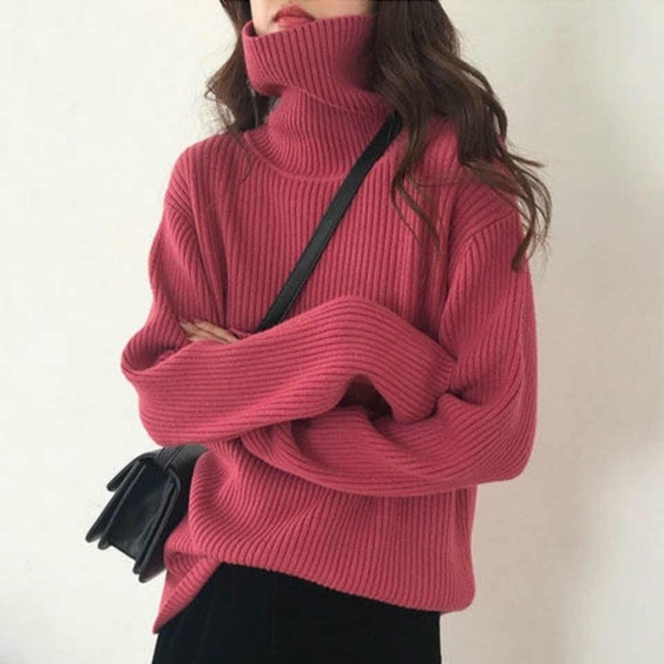 Áo sweater dệt kim cổ lọ dáng ôm thời trang thu đông cho nữ