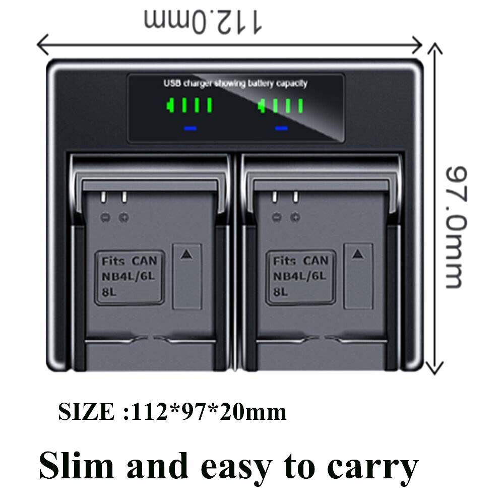 Bộ Sạc Pin Kép Cho Canon NB-6L NB-6LH Digital IXUS 210 105 IS CB-2LY