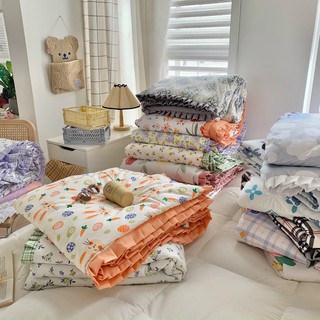 Chăn ga gối đệm cotton đũi mềm mịn, chăn đã chần bông sẵn ruột