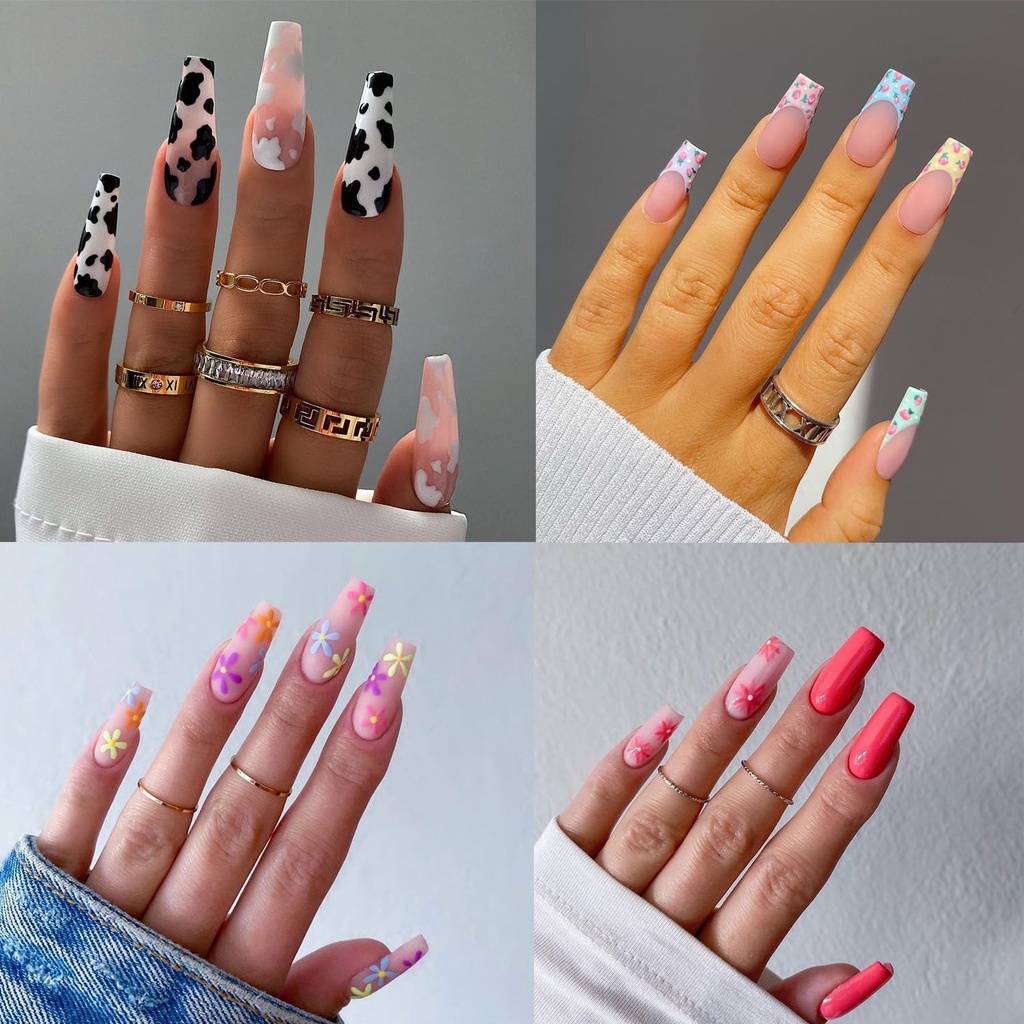 [Hàng mới về] Set 24 móng tay giả nhiều kiểu tùy chọn có thể tháo rời