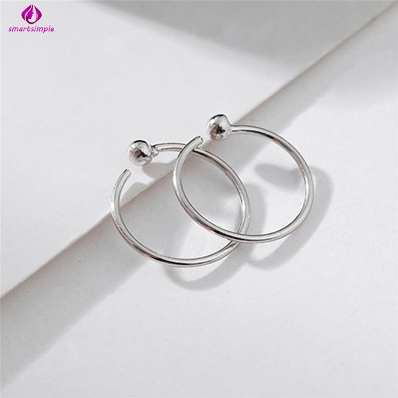 Khuyên Tai Mạ Bạc 925 Đơn Giản Chống Dị Ứng 6mm 8mm 10mm (1 Cái)