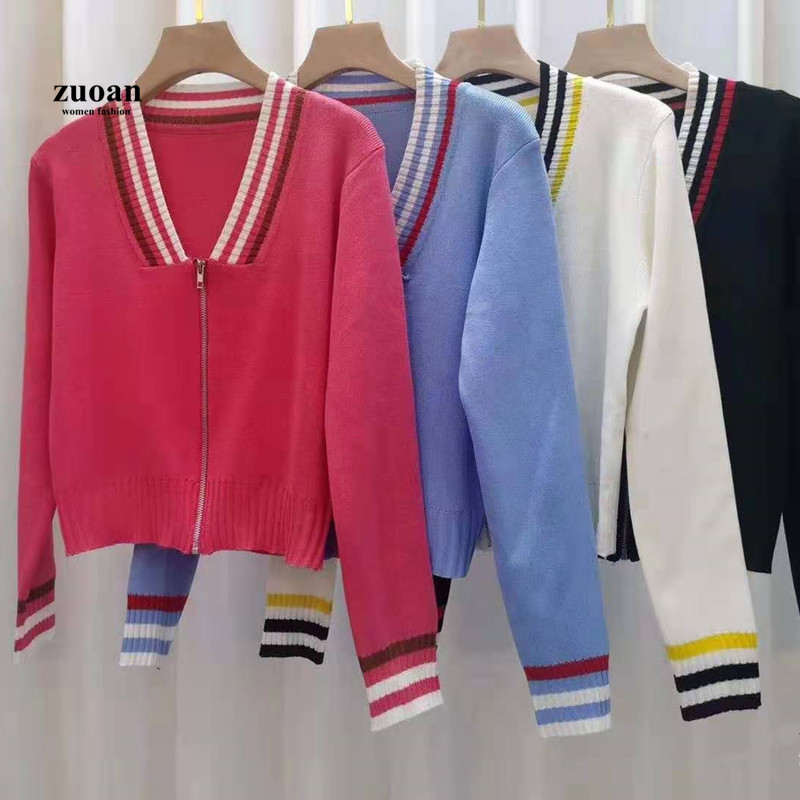 SUXI Áo Len Dài Tay Cổ Chữ V Thời Trang Theo Phong Cách Hàn Quốc Dành Cho Nữ