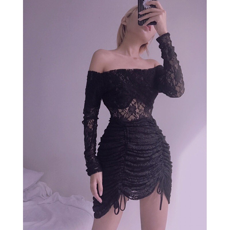 đầm ren,dây rút,tay dài [04]-NINISESI | BigBuy360 - bigbuy360.vn