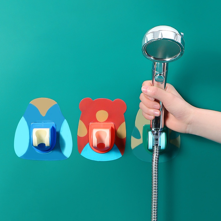 Giá đỡ vòi sen, vòi xịt nhà vệ sinh dán tường LivingC, kệ vòi sen điều chỉnh góc độ 7 cấp hình thú dễ thương